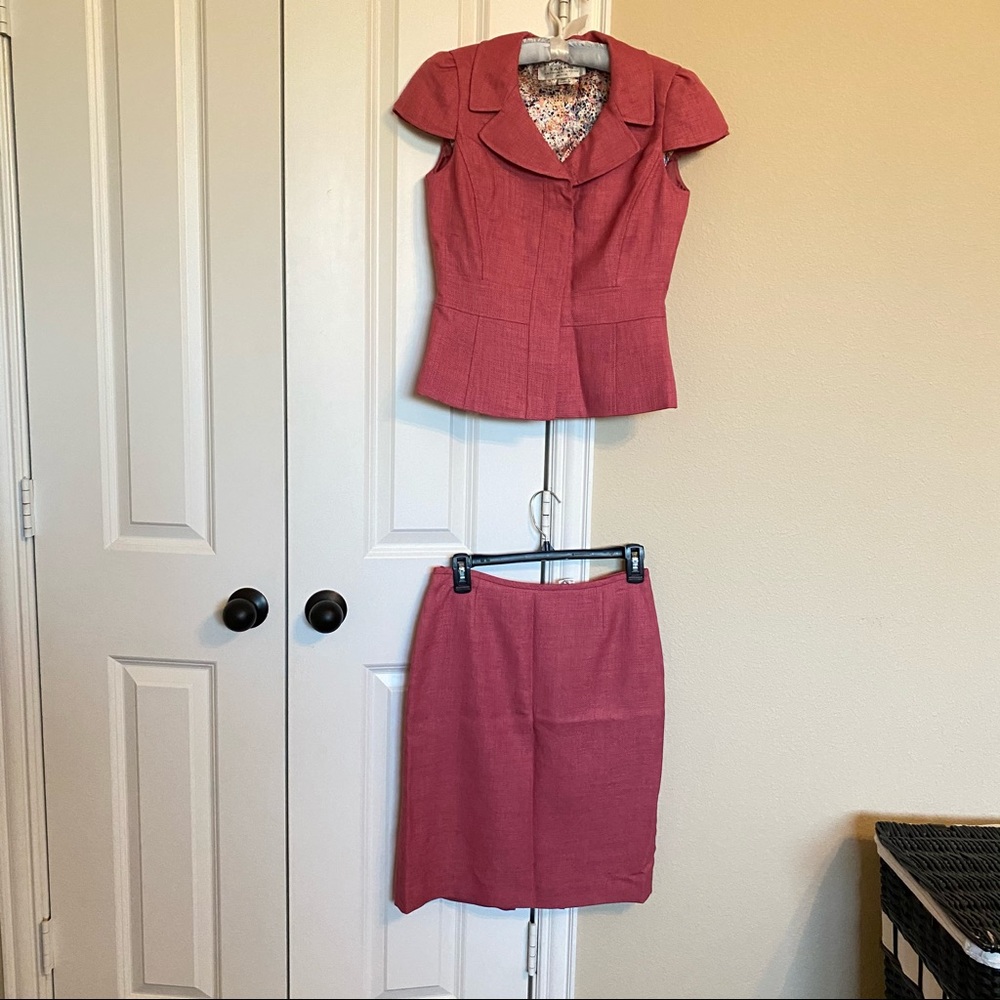Tahari Pink Skirt and jacket two piece suit